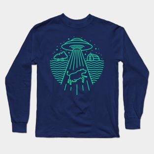 Alien Spaceship Cow Abduction Long Sleeve T-Shirt